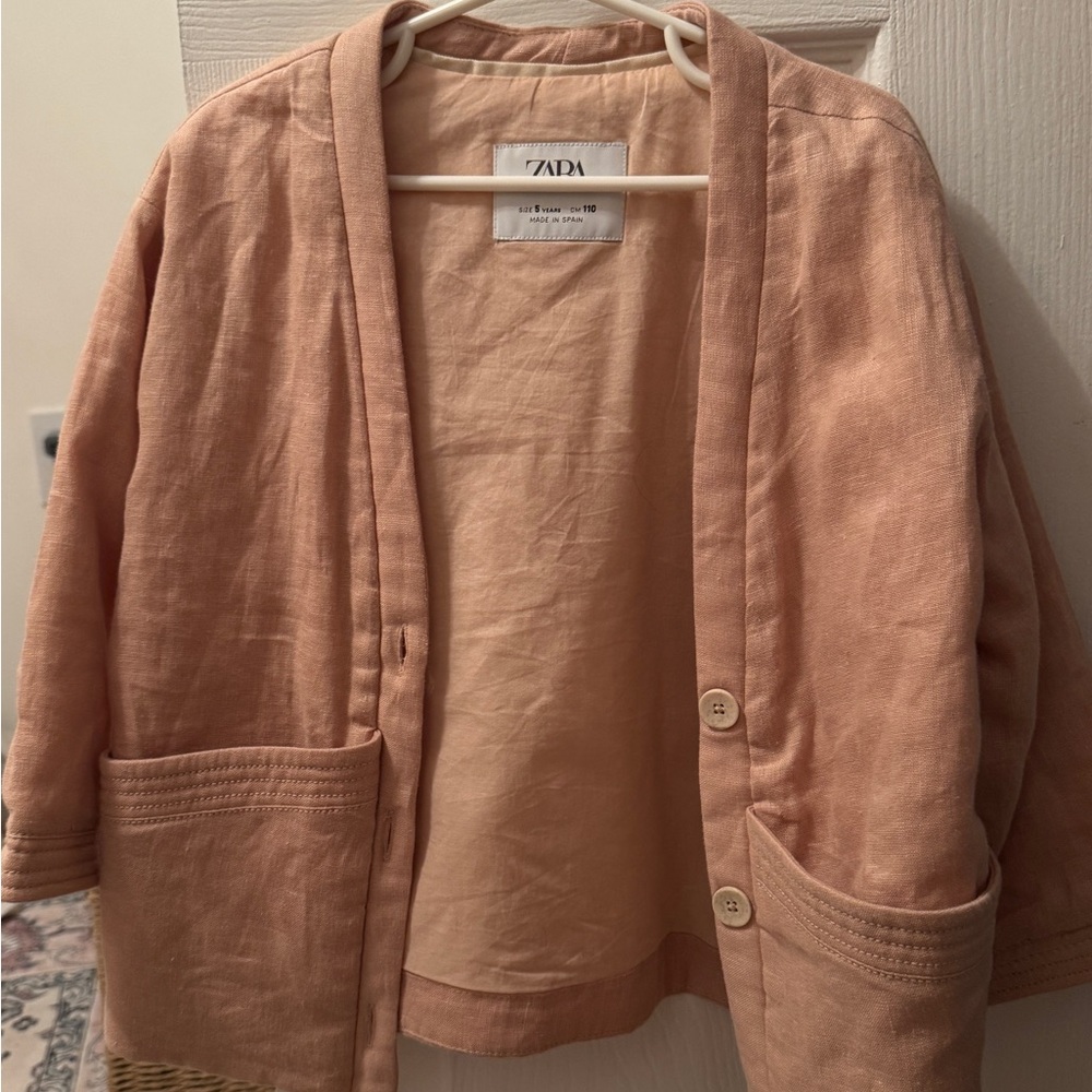 Zara kids 100% linen Peach Blazer NWOT